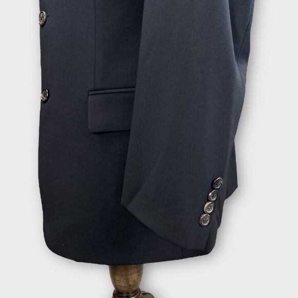 Hugo Boss Blazer Mens 44R Black Solid 3 Button Vented Sport Jacket Red Accents - Picture 3 of 10